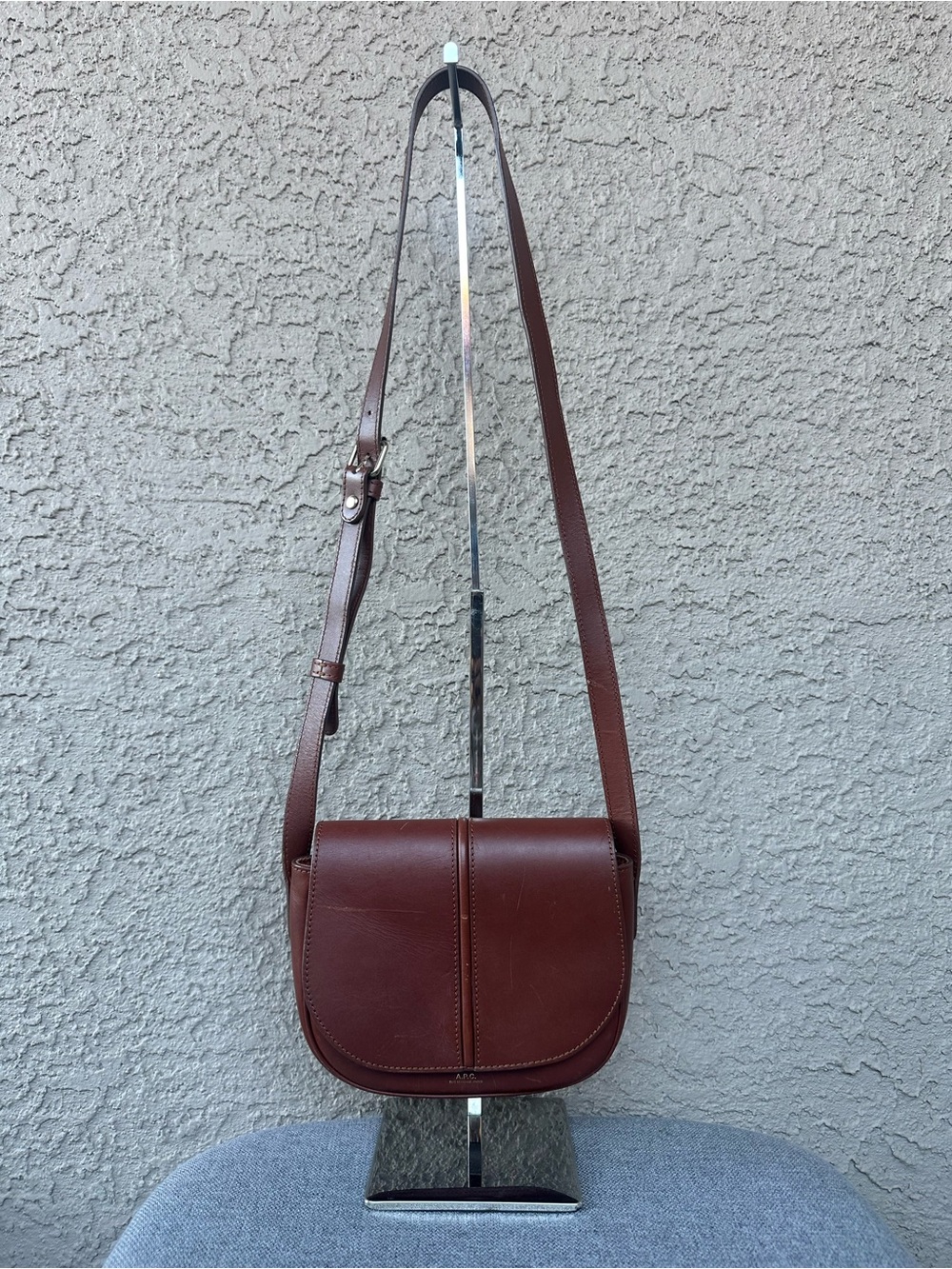 A.P.C. Classic Brown Leather Crossbody Bag